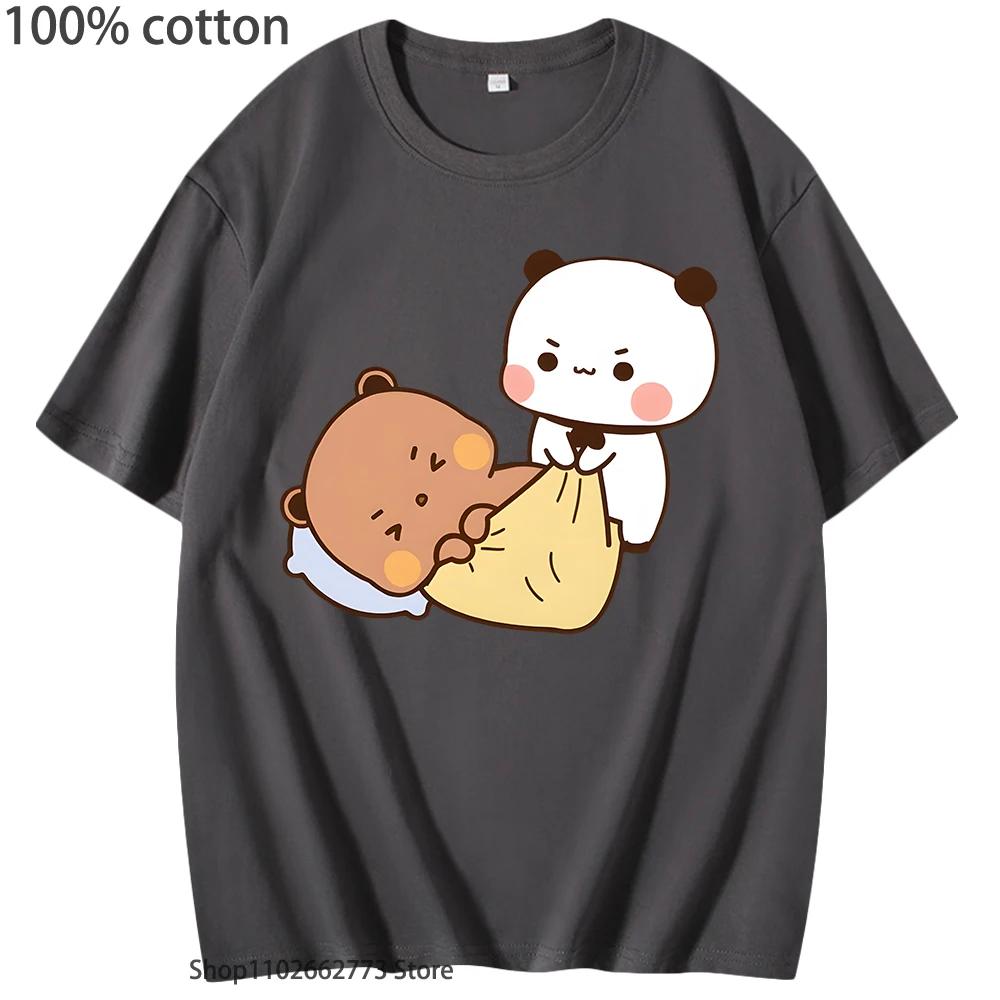 Wake Up Lazy DuDu It’s Shopping Time Tshirt Cute Bubu Panda Bear Shirts Cotton Korean Styele Top Women Clothes Men T-Shirts