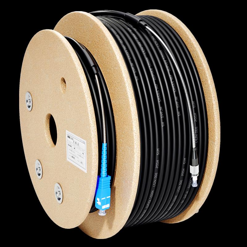 Suhao Outdoor Armored Single-Mode SC-FC Fiber Optic Patch Cable, 65m
