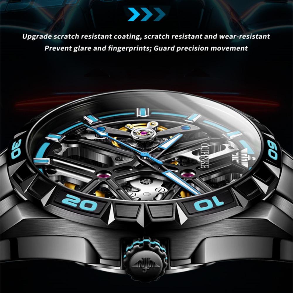 OUPINKE Men's Watch Waterproof Fully Automatic Mechanical Watch Full Hollow High -end Watch