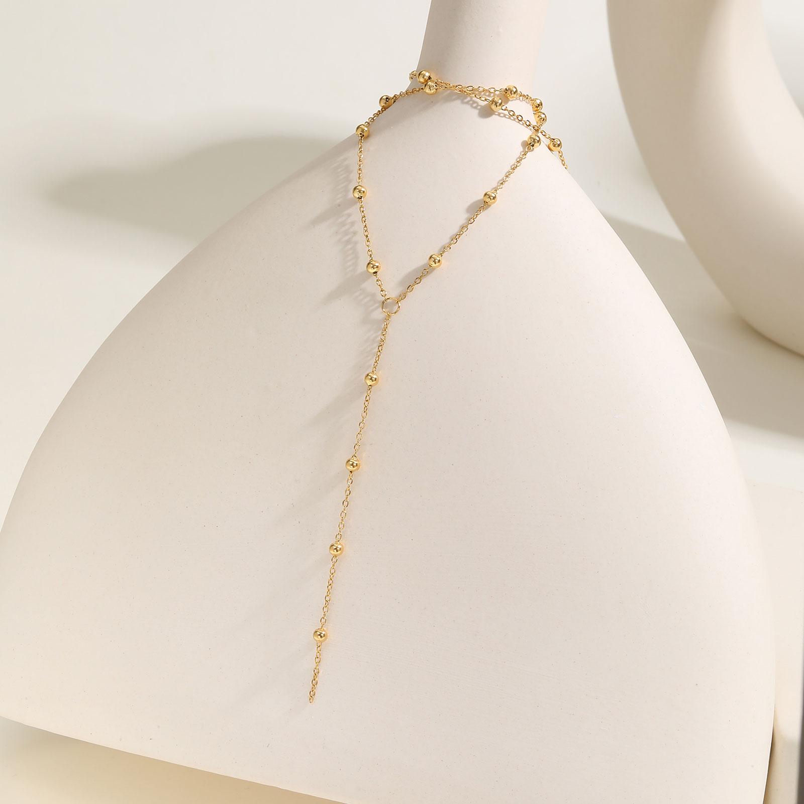 

Minimalist Y-shaped Tassel Necklace for Women,Stainless Steel Bead-separated Chain Necklaces,Fashion Mother s Day Gift Jewelry