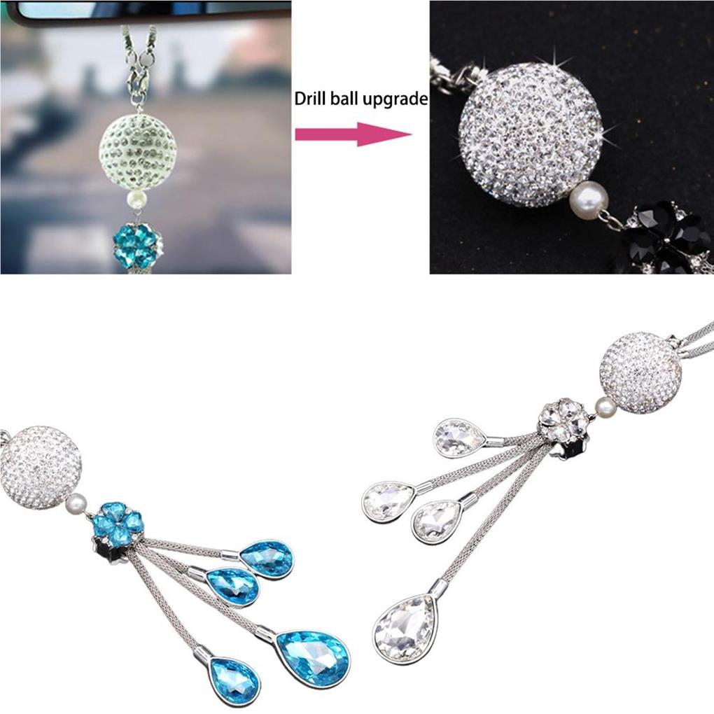 Car Rearview Mirror Pendant Universal Auto Decor Exquisite Shiny Crystal Craft Hanging Decors Interior Pendants