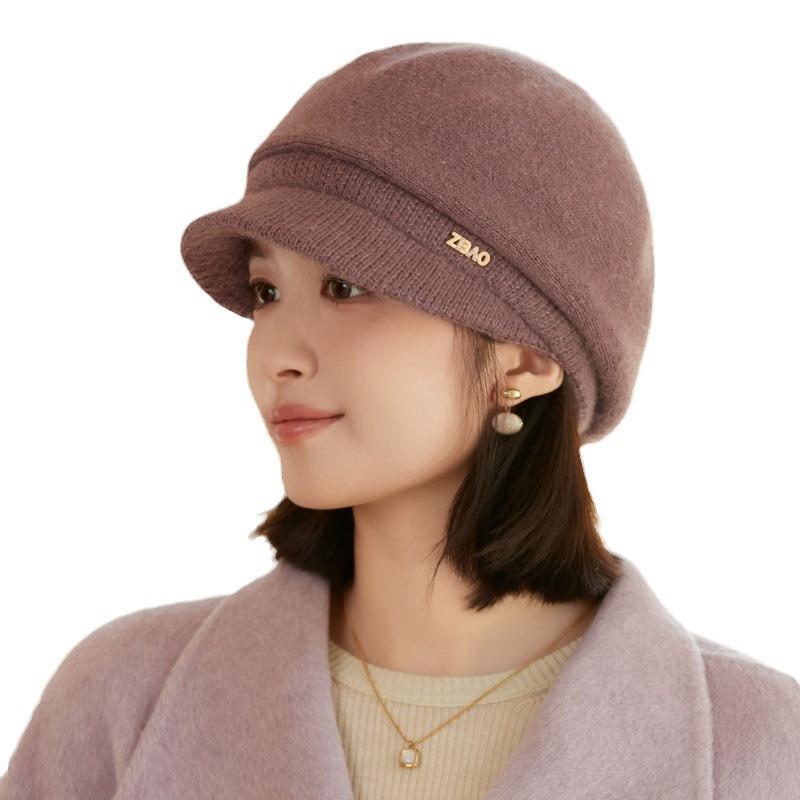 Rabbit Fur Blended Knitted Ear Protector Children Autumn and Winter Elegant Temperament Wool Cap Showing Face Small Windproof Cap