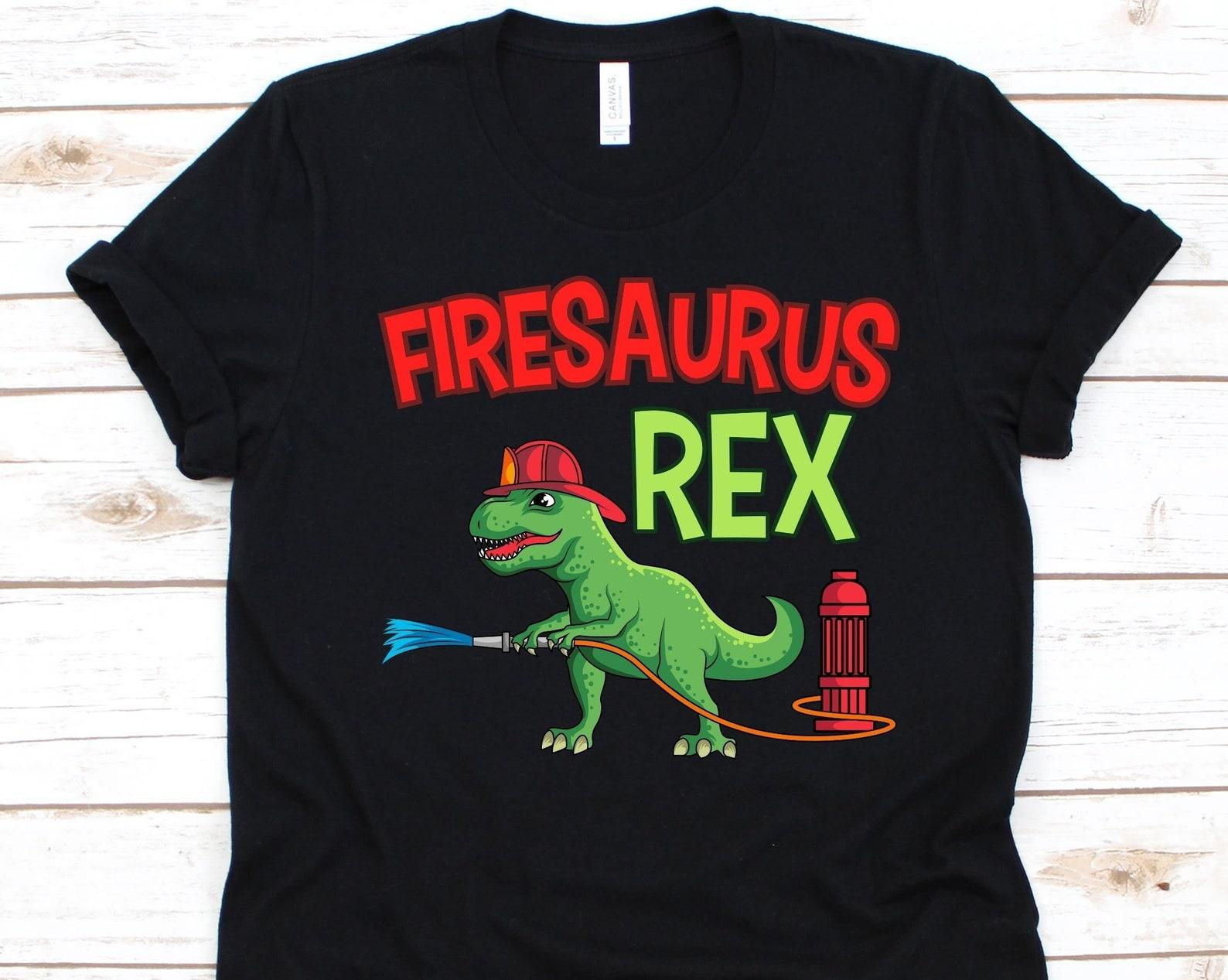 Firesaurus Rex Shirt, Firefighting T-Shirt, Fireman Gift, Rescuer Tee, Firefighter Gift, International Firefighters Day, Tyrannosaurus Rex S