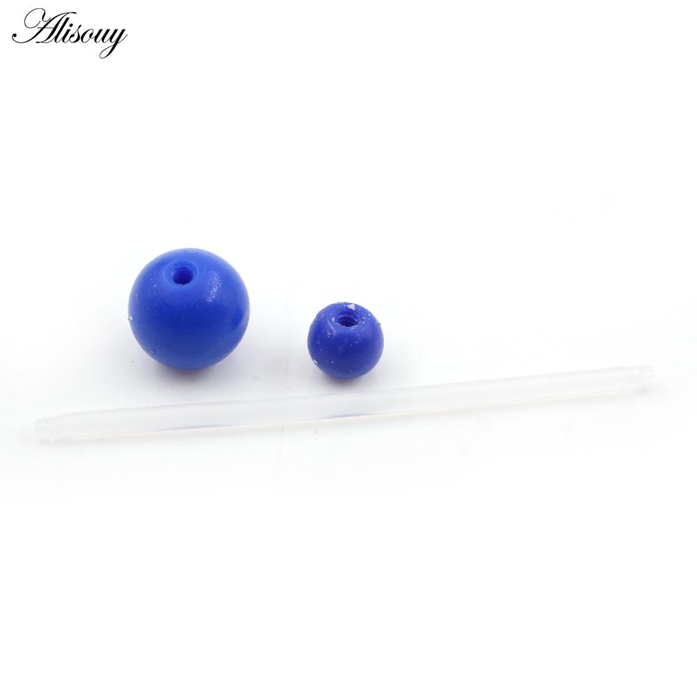 Alisouy 2PCS Candy Color Rubber Ball Women Men Long Industrial Barbell Ear Tragus Helix Cartilage Captive Stud Piercing Earrings