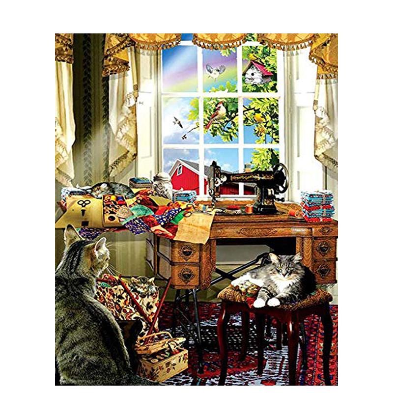 5D Diy Diamond Embroidery Animal Full Round Diamond Painting Cat Diamond Mosaic Cross Stitch Handmade Gift