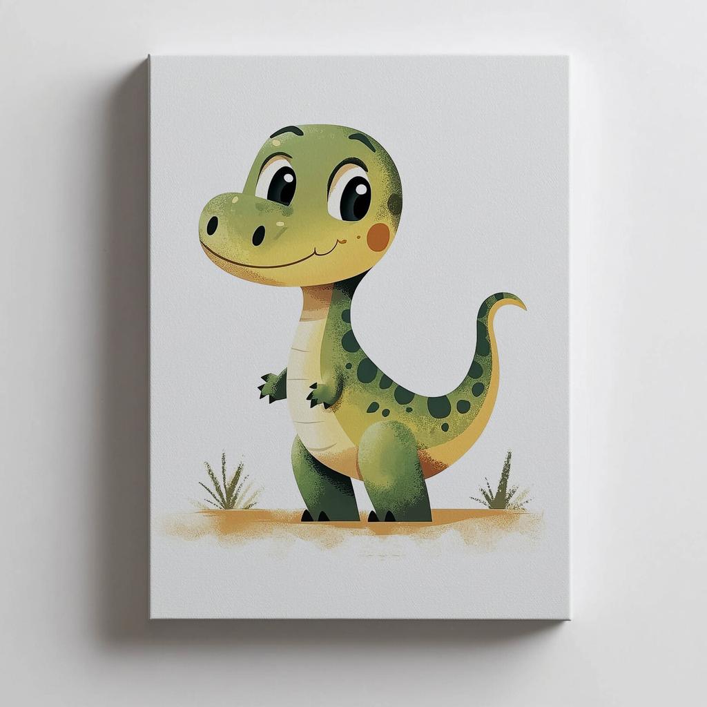 Uśmiechnięty Dinozaur Uśmiechnięty Dinozaur, 70X100 Cm, Bez Ramy, Płótno Premium Na Blejtramie