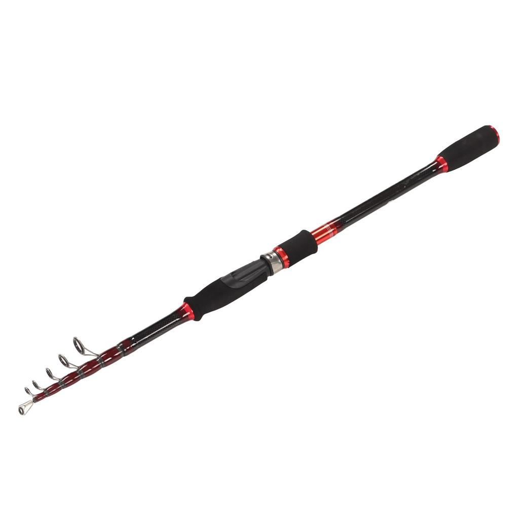 Telescopic Fishing Rod Carbon Fiber Fishing Pole with Stainless Steel Swivel Guide for Outdoor Angling 2.4m
