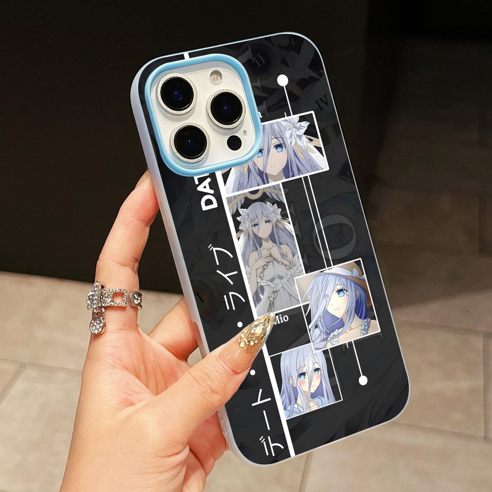 Date a Live Mio Takamiya Jelly Double layer Light Blue Mobile Phone Case for iPhone 17 16 15 14 13 12 11 Air Pro Max Plus