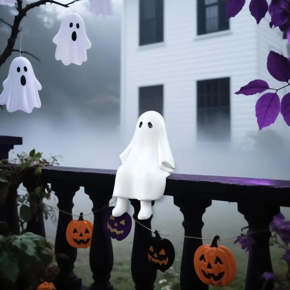 Cartoon Halloween Ghost Figurine Resin Ghost Ornament Ghost Statue  Windowsill Decoration