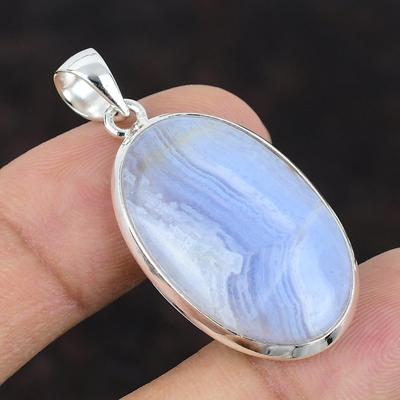 Blauer Spitze Achat Anhänger Natürlicher Edelstein Anhänger 925 Sterling Silber Anhänger Bestes Design Anhänger Handgefertigter Schmuck Achat Schmuck für Mutter