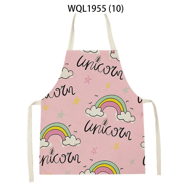 Cartoon Rainbow Clouds Kitchen Sleeveless Apron Women Men Linen Waist Bib Home Cleaning Apron Cute Animal Household Pinafore