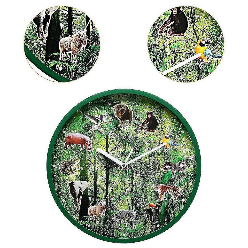 Wanduhr mit stündlichen Tierrufen Leicht Vielseitig Durchmesser 11,8 Zoll