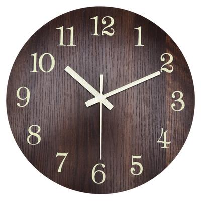 Holzwanduhr Retro-Stil Leise Quarzwerk 3D Leuchtende Retro-Wanduhr für Schlafzimmer