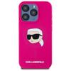 Karl Lagerfeld Klhmp15Lskhpplf Iphone 15 Pro 6.1 Fuksjová/Fuschia Pevný silikonový kryt s potiskem hlavy Karla Magsafe