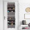 15 Pocket Over Door Hanging Shoe Rack Multipurpose Shoe Hanger for Door Back Storage Solution In Gray Oxford Fabric