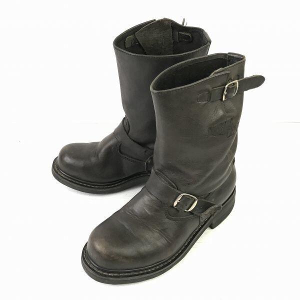 

90s Vintage CLASSIC GEAR steel toe leather engineer boots 38 24.0 dark brown Goodyear welt