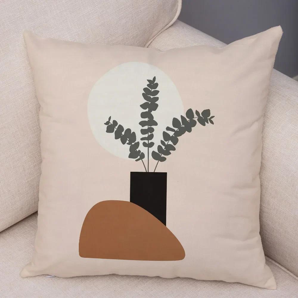 Nordic Style Plant Tree Cushion Cover Decor Geometric Abstract Modern Art Pillow Case for Sofa Home Super Soft Plush Pillowcase
