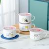 Ceramic Instant Noodle Bowl with Lid, Household Bowls, Microwave Soup, Student Nordic Simple Rice, Large Tableware