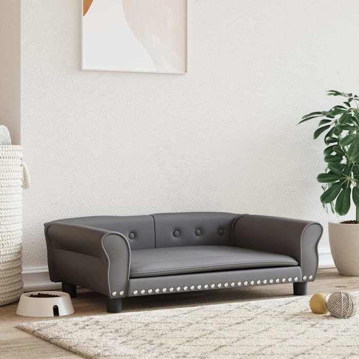 VidaXL Dog Bed, Pet Sofa with Wooden Frame, Basket for Puppies Indoor House, Grey 171820