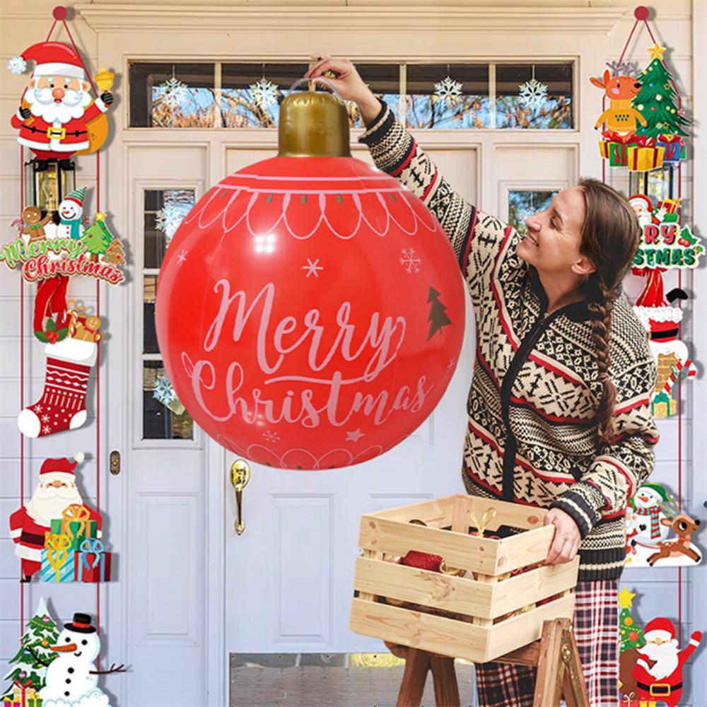 55CM Christmas Inflatable Ball PVC Giant Xmas Ball Christmas Tree Decorations Large Balls Toy New Year Party Courtyard Ornaments