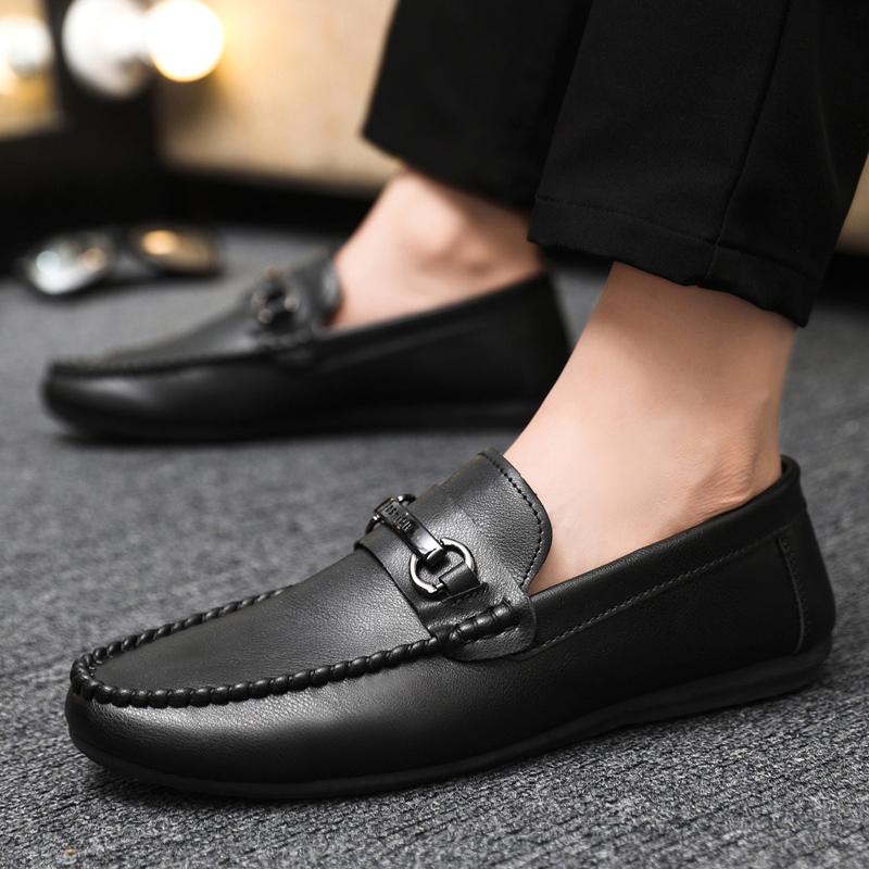 Social Shoe for Men Leather Casual Dress Shoes Man Spring Autumn Pointed Toe Party Luxury Designer Legitimate Business Black New