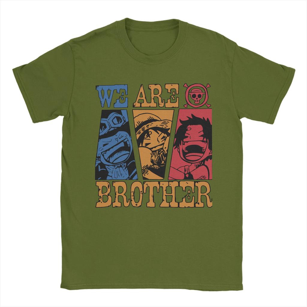 Novelty We are brothers Sabo Luffy and Ace TShirts for Men O Neck 100 Cotton T Shirt Ones Pieces Tees Printed Clothing