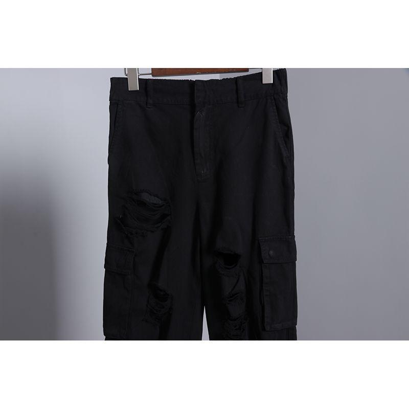 

Loose BF Casual Export Hole High Waist Ankle-Tied Trousers