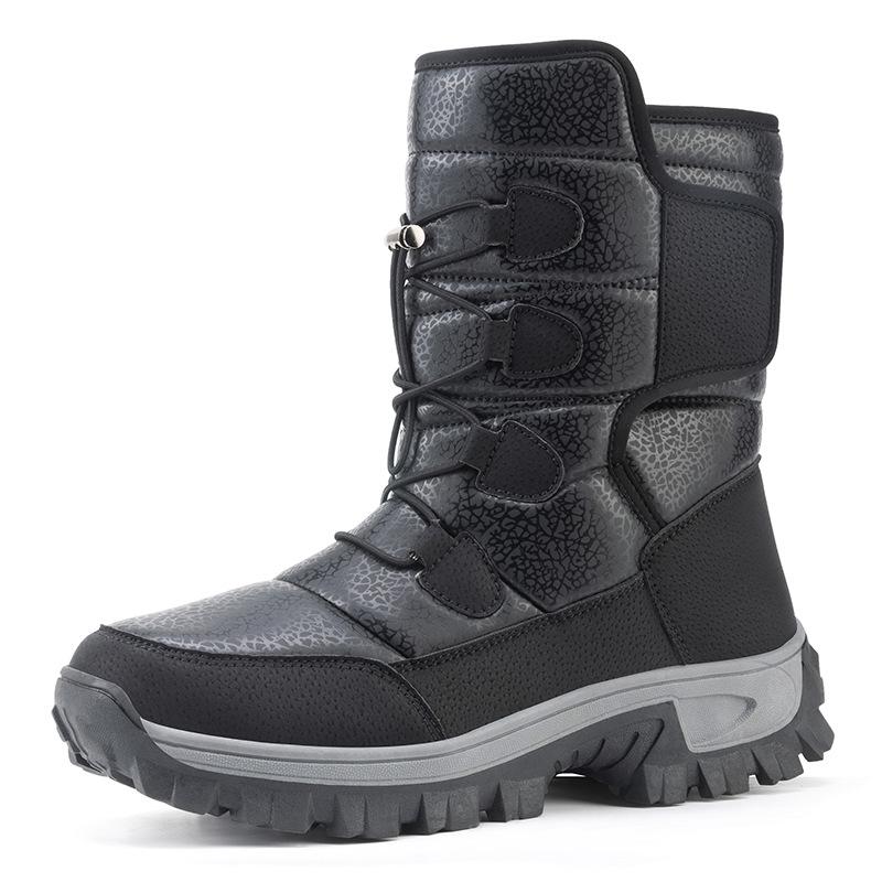 Fashion 2025Warm Men Plush Snow Boots High Top Winter Men's Boots Waterproof Winter Motorcycle Outdoor Anti-Slip Men Hiking