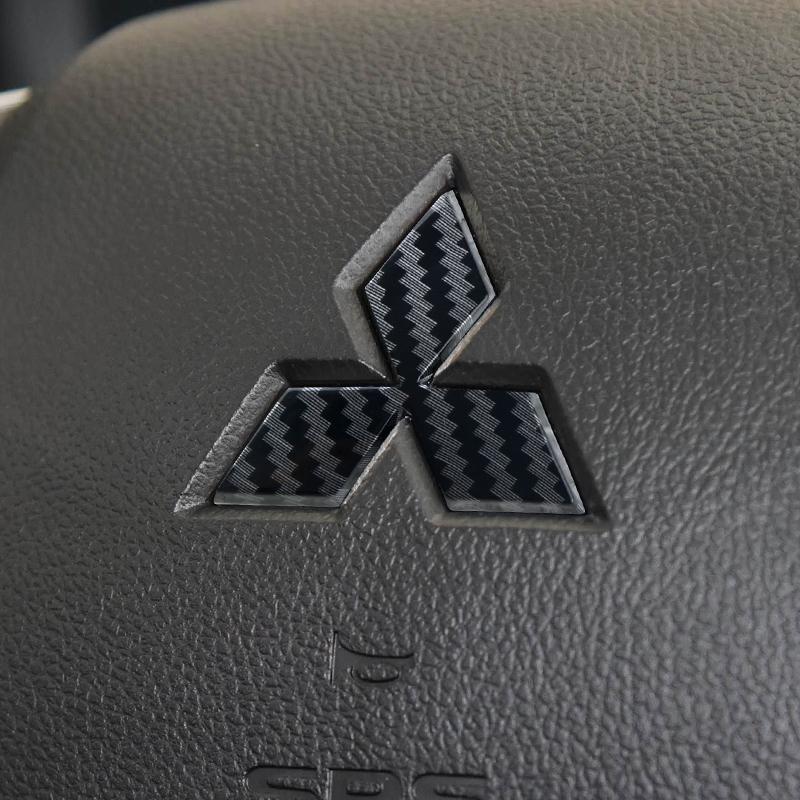 1Pcs Carbon Fiber Logo Steering Wheel Decal Logo 3D Sticker Car Badge Logo For Mitsubishi Outlander RalliArt ASX Pajero Lancer
