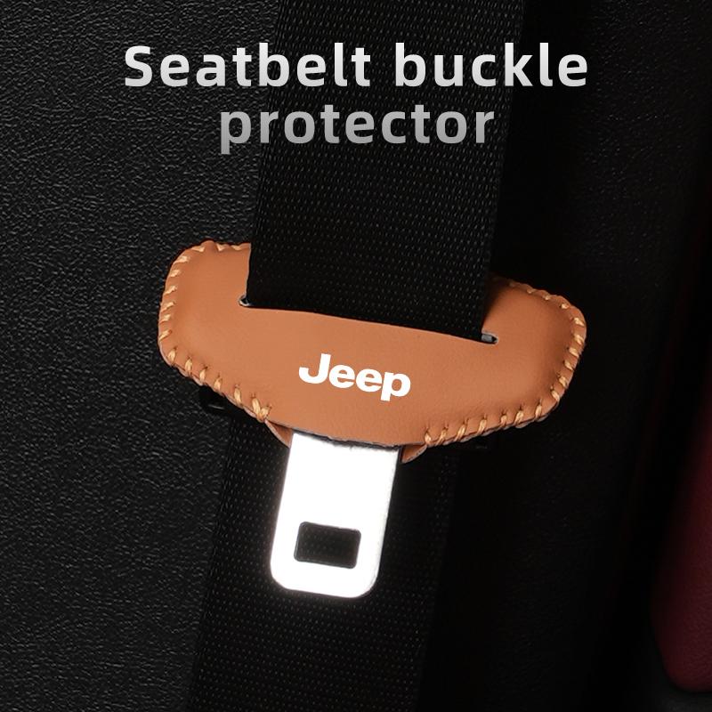 Car Seatbelt Buckle Cover Leather Seatbelt Anti-Scratch Mat Accessories For Jeep Renegade Grand Cherokee Compass Patriot Wrangle AKV1
