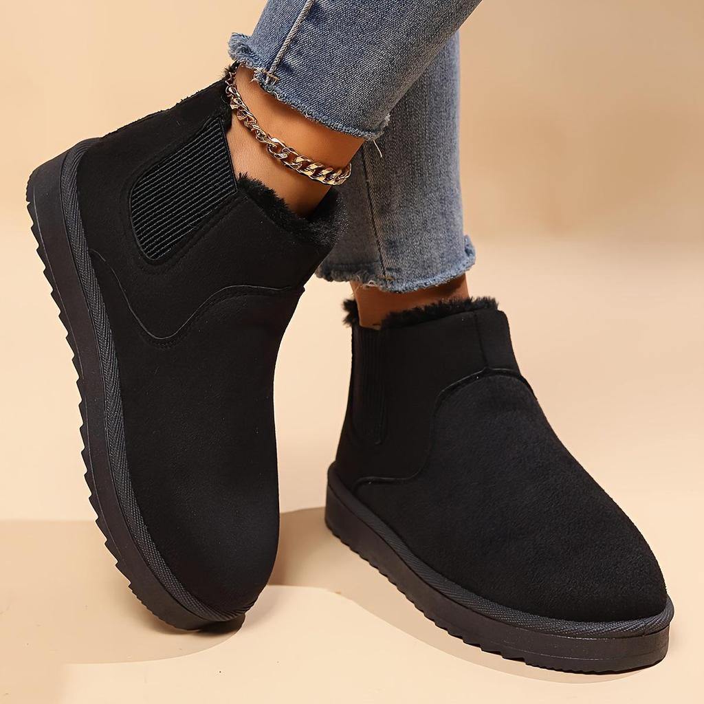 2025 Fleece-Lined Plus Size Women's Winter Slip-On Ankle Snow Boots