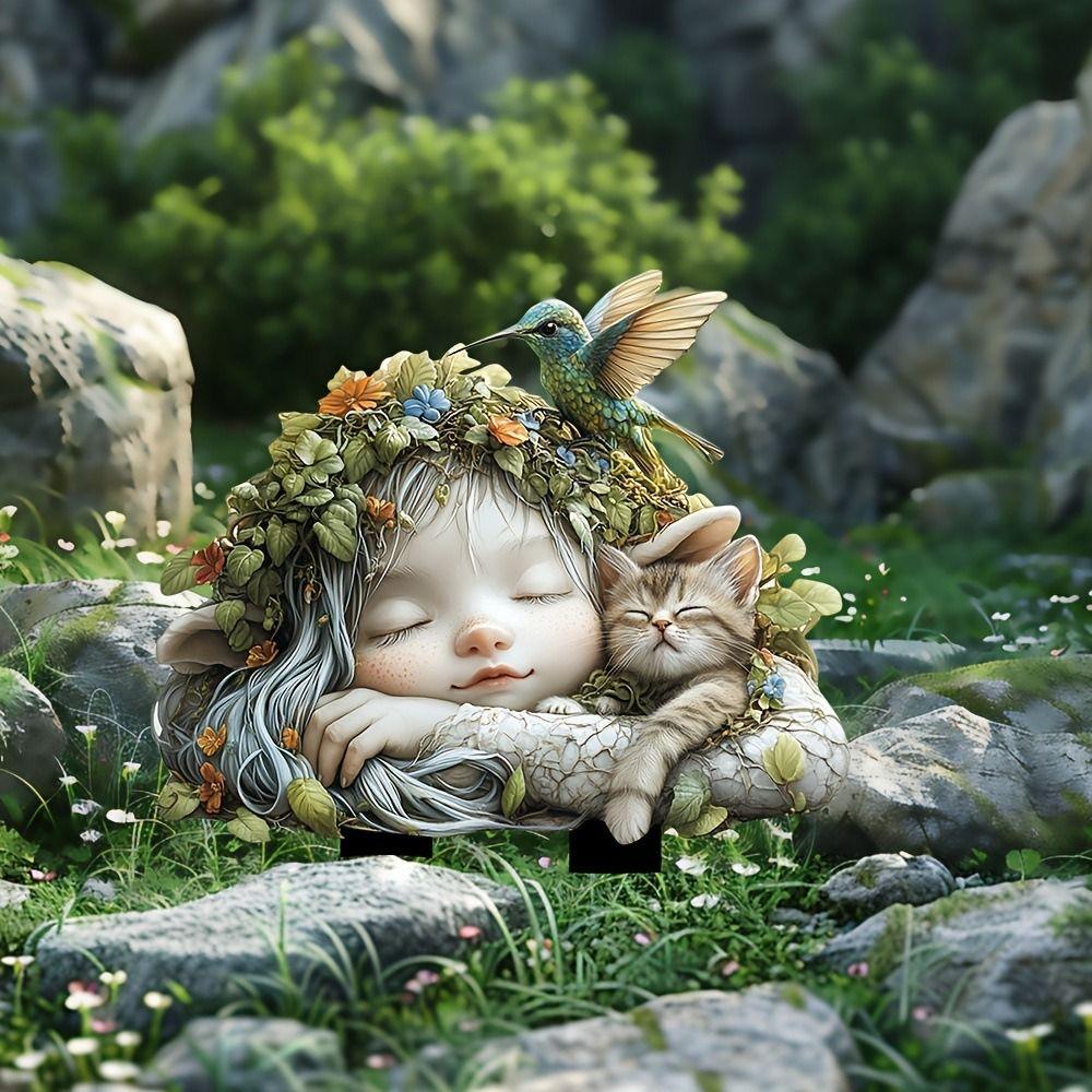 Artificial Fairy Garden Art Sculpture Cute Garden Floor Plugs Crafts Garden Stake Statue  Courtyard