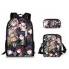 Classic Danganronpa Pattern 3D Print 3pcs/Set Pupil School Bags Laptop Daypack Backpack Inclined Shoulder Bag Pencil Case