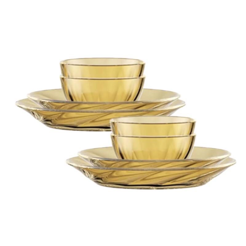 VISIONS Amber Glass Heat-Resistant Tableware Set