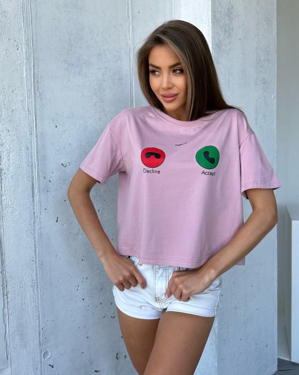 

Трикотажний топ із малюнком ISSA Plus M рожевий