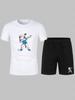 2026 Nuova Moda Casual T-shirt Pantaloncini Set Due Pezzi Stampa Lettere 3D Tuta Estiva da Esterno da Uomo