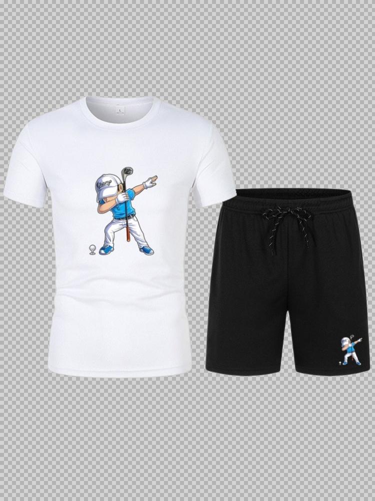 2026 Nuova Moda Casual T-shirt Pantaloncini Set Due Pezzi Stampa Lettere 3D Tuta Estiva da Esterno da Uomo