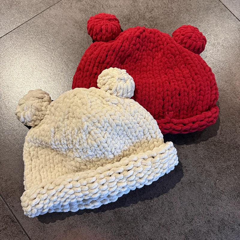 Solid Knitting Color Little Bear Ears Knit Wool Hats Women Fall Winter Wear