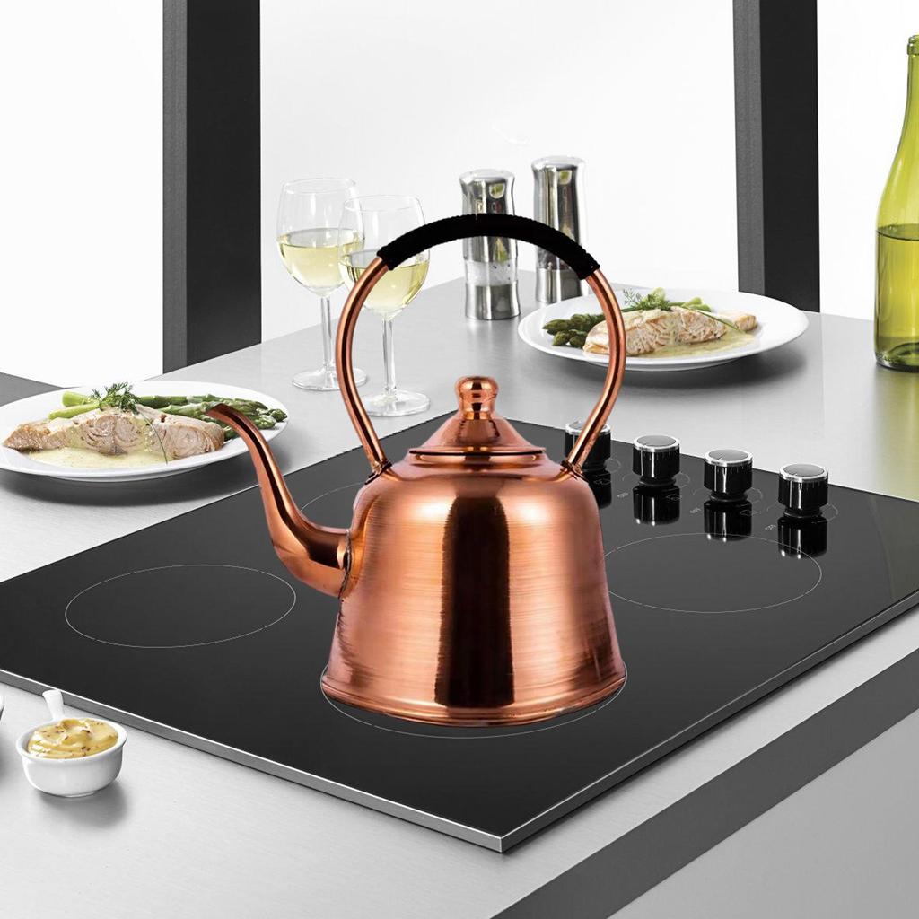 Copper 2L Teas Kettle for Induction and Gas Stove Chinese Teapot with Heat Resistant Handle Kitchen Accessories