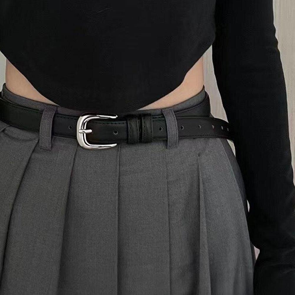 New Fashion Versatile Thin Belt Decorative Suit Waist Jeans Belt Skirt Black With T7L0