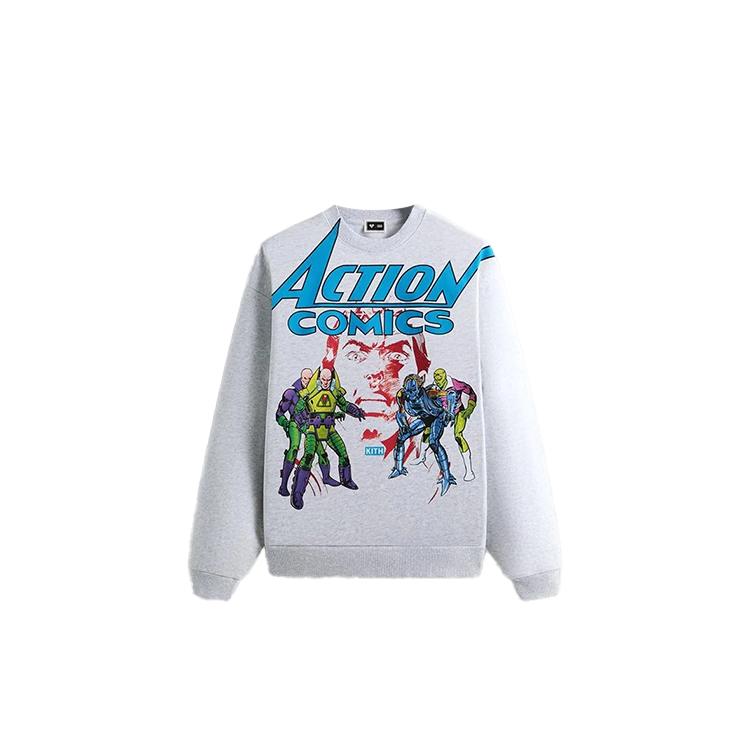 

Kith x Superman Action Comics Nelson Crewneck Light Heather Grey Unisex Tops KHM033854-002 L