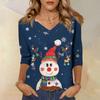 3/4 Sleeve Shirts For Women Print Christmas Tees Blouses Casual Plus Size Basic Tops Pullover