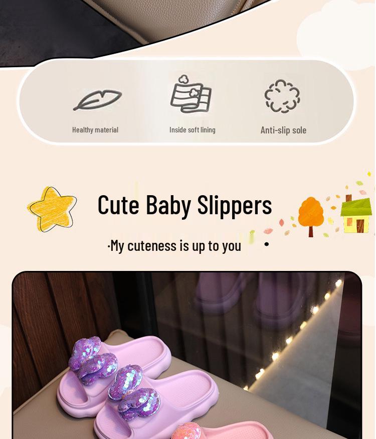 Girls' Soft Sole Non-Slip Bow Slippers for Outdoors - Princess Style