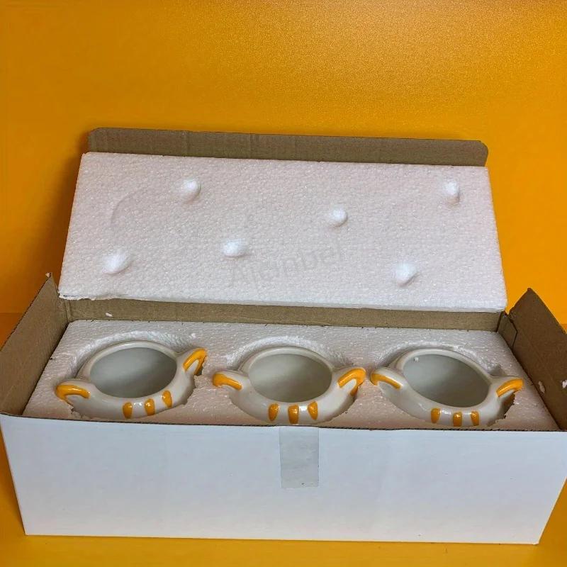 3pcs Set Ceramic Cat Planter Cute Cartoon Style Succulent Pots with Drainage Holes for Indoor/Outdoor Decor for Home & Office