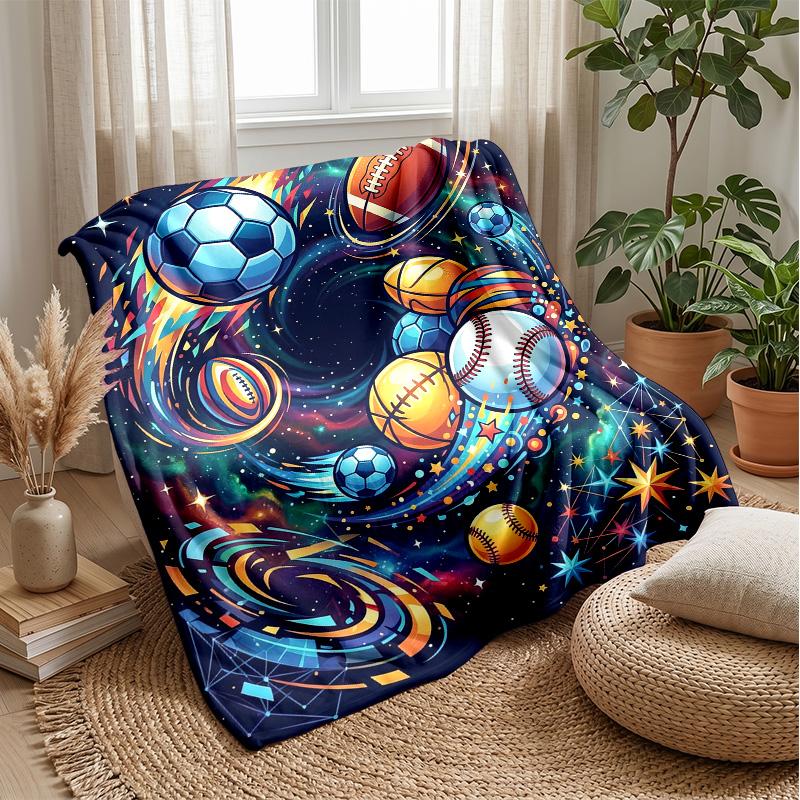 Sports Ball Fusion 4 Theme Blanket Lightweight Warm Flannel Blanket Decorative Throw Blanket for Home Decoration