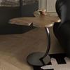C-Shaped End Table with Wooden Butterfly Tabletop Modern Coffee Table with Metal Frame Home Office Living Room Bedroom Sofa Couch Small Side Table