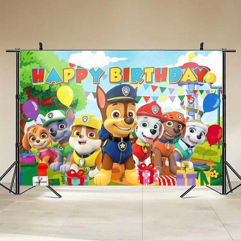 Paw Patrol Animation Theme Birthday Party Decor Backdrop Cartoon Puppy Dog Photography Background Kids Baby Shower Supplies Gift