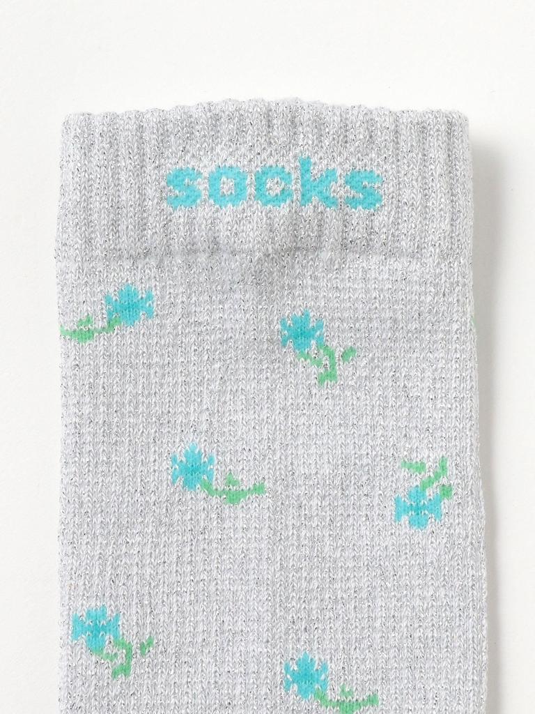 Beams Boy Roster Sox Flower Thermal Socks in Silver Women's (Special Order)