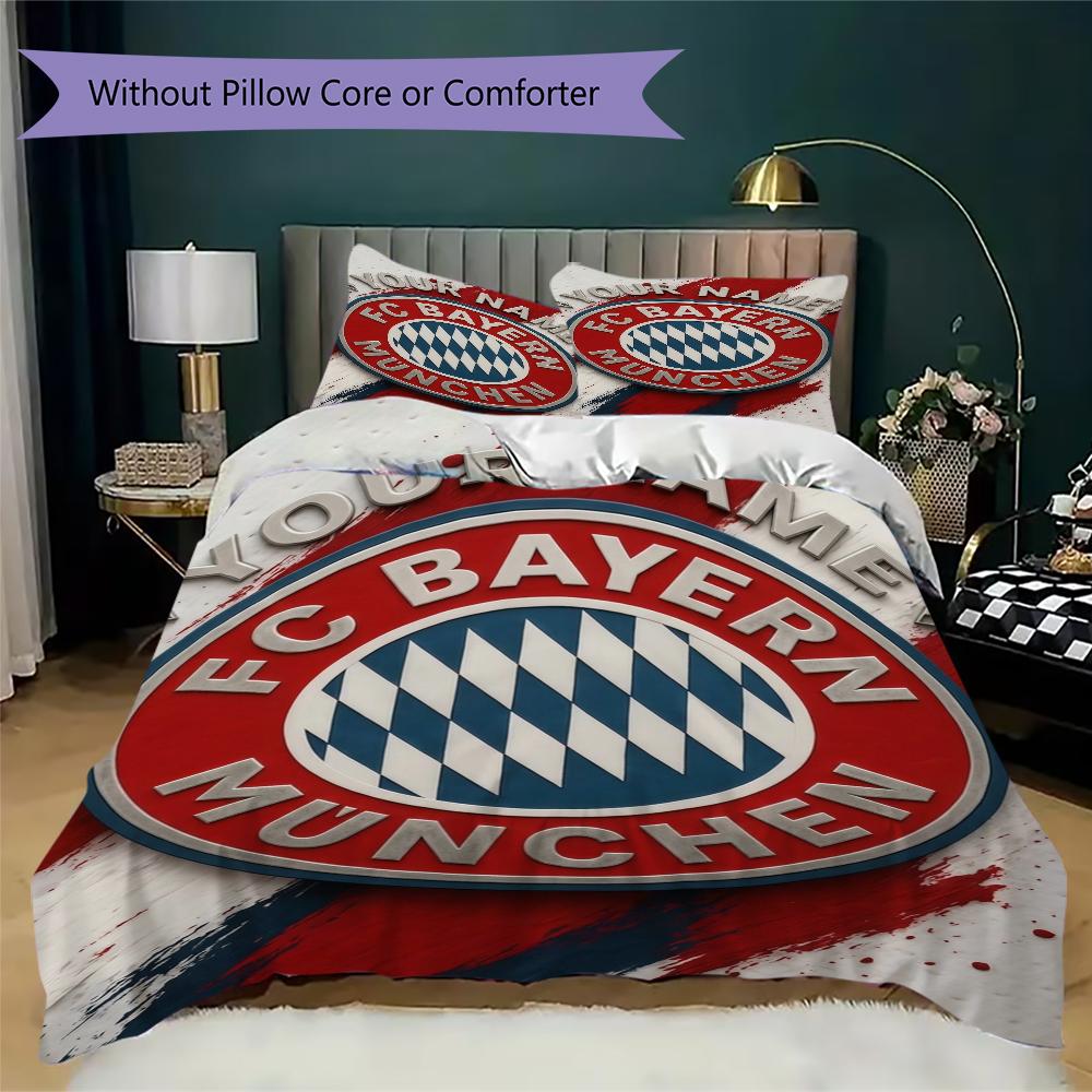 Biancheria da letto personalizzata FC Bayern Monaco, Set piumone Copripiumone Federa Regalo di Compleanno per la Casa(1 * copripiumino + 2 * federa, senza nucleo)_xia