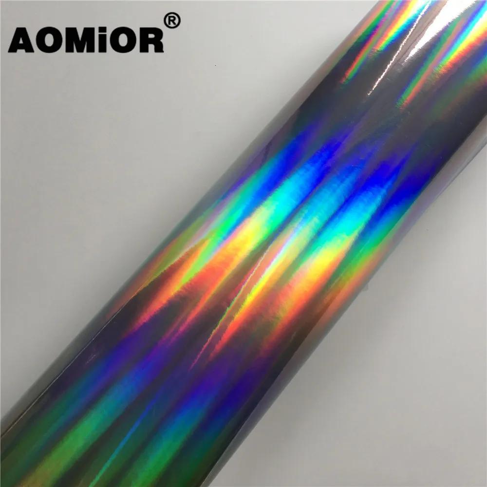 Black Silver Holographic Rainbow Chrome Vinyl Wrap Film Decal Bubble Free For Car Wheel Motor Laptop Console 150X10 CM серебряный